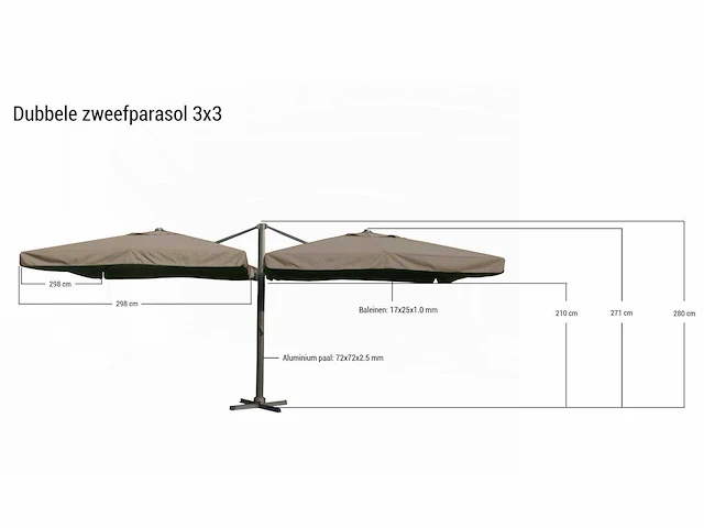 Parasol - paralux - dubbel hangend - zweefparasol - afbeelding 2 van  2