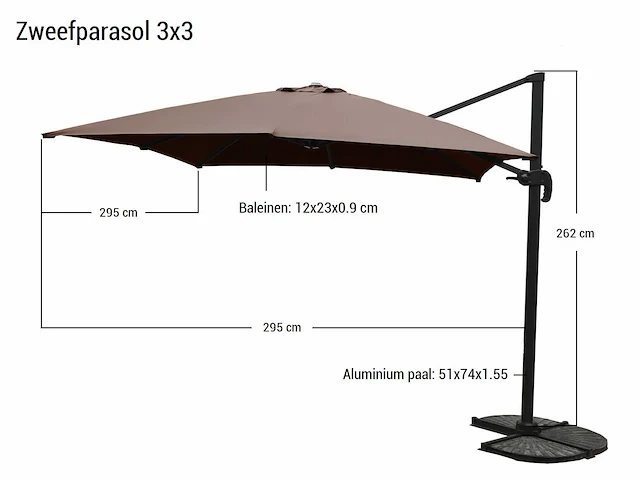 Parasol - paralux - hangend - zweefparasol - afbeelding 2 van  4