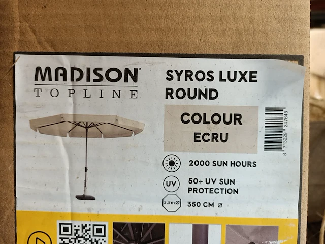 Parasol, madison, topline syros luxe, ecru - afbeelding 1 van  6