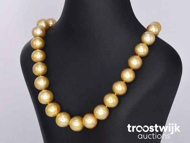 Parel choker met gouden zuid-zee parels - afbeelding 3 van  6