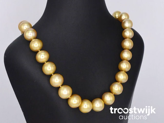 Parel choker met gouden zuid-zee parels - afbeelding 4 van  6