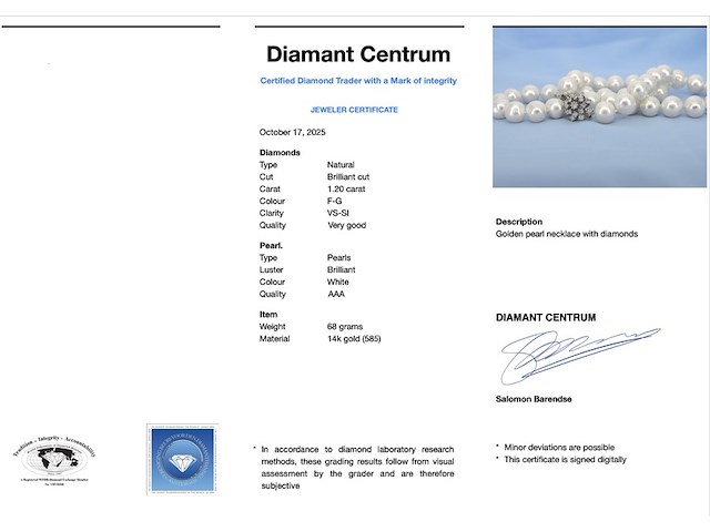 Parelketting met diamanten sluiting - afbeelding 3 van  8