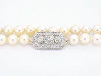 Parelsnoer met diamanten art deco sluiting - afbeelding 6 van  9