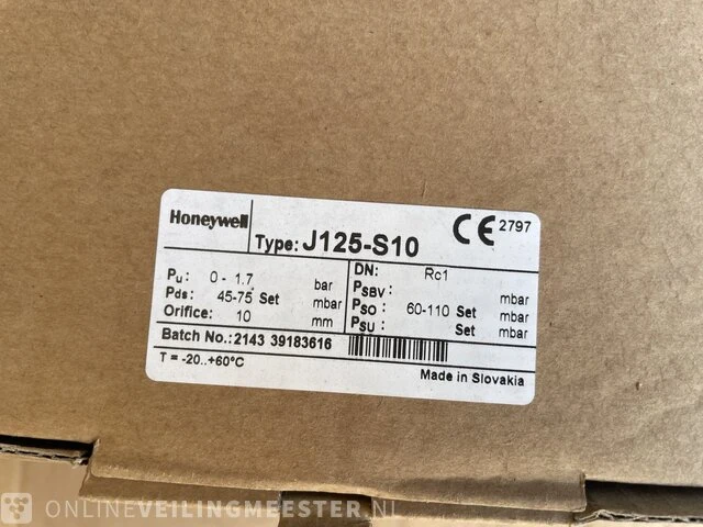 Partij bestaande uit 8 stuks nieuwe honeywell type j125-s10 gasdrukregelaars honeywell - afbeelding 3 van  3