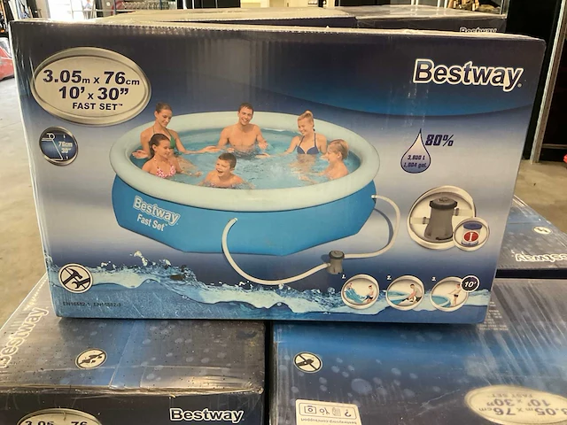 Partij bestway fast set zwembaden 3.05mx76cm (10x) - afbeelding 2 van  5