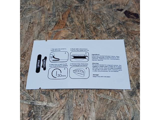 Partij charcoal teeth whitening strips, cocowhite, mint flavour - afbeelding 4 van  7