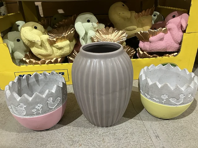 Partij decoratie potjes en schaaltjes, diverse kleuren - afbeelding 2 van  12