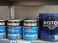 Partij diverse rambo beits, deur en kozijn en histor grondverf - 7 blikken á 750ml/2,5ltr - afbeelding 1 van  8