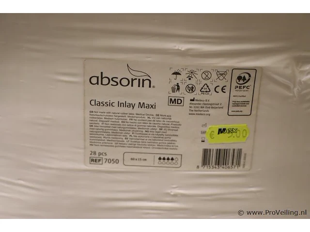 Partij diversen o.a. incontinentiemateriaal: merk absorin; type classic inlay maxi; - afbeelding 3 van  4