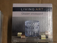 Partij diversen o.a. voorraadpotjes, geurkaarsen, glazen snoeppot & vidaxl zeepdispensers - afbeelding 3 van  5