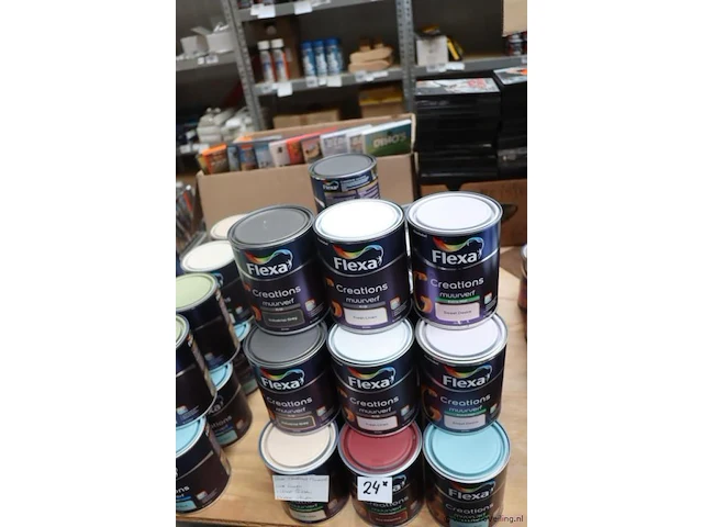 Partij flexa creations muurverf - diverse kleuren - 24 blikken á 1ltr - afbeelding 1 van  8