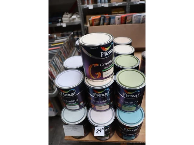 Partij flexa creations muurverf - diverse kleuren - 24 blikken á 1ltr - afbeelding 1 van  8