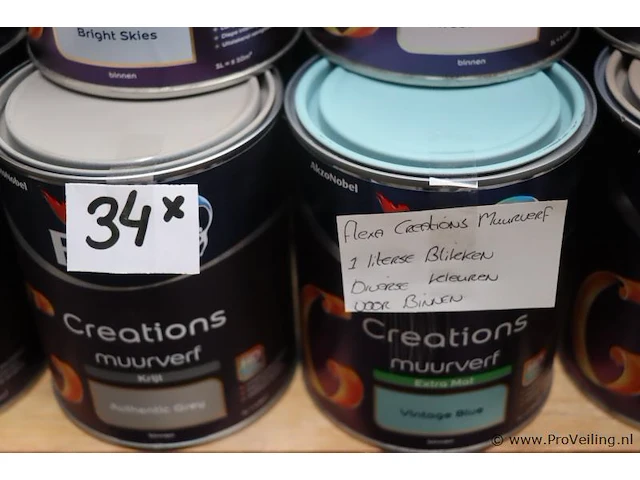 Partij flexa creations muurverf - diverse kleuren - 34 blikken á 1ltr - afbeelding 8 van  8