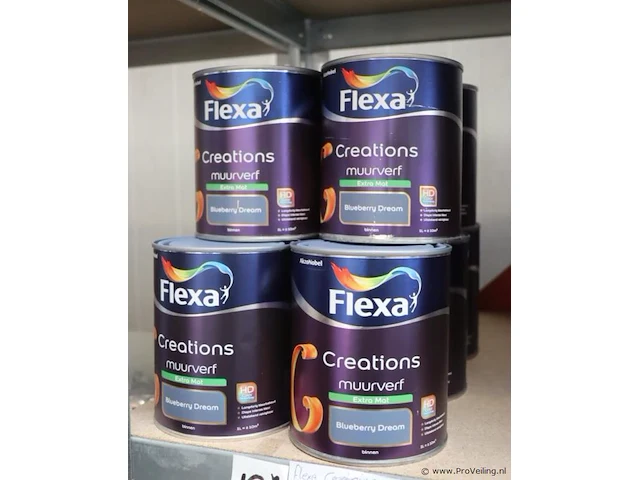 Partij flexa creations muurverf - extra mat - kleur blueberry dream - 10 blikken á 1ltr - afbeelding 1 van  3