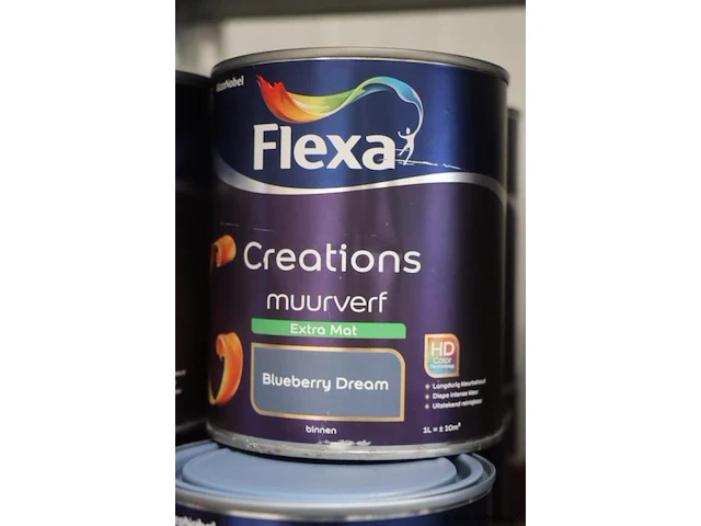 Partij flexa creations muurverf - extra mat - kleur blueberry dream - 10 blikken á 1ltr - afbeelding 2 van  3
