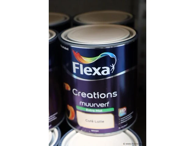 Partij flexa creations muurverf - extra mat - kleur café latte - 12 blikken á 1ltr - afbeelding 2 van  3