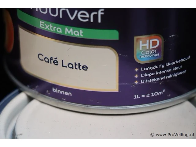Partij flexa creations muurverf - extra mat - kleur café latte - 12 blikken á 1ltr - afbeelding 3 van  3