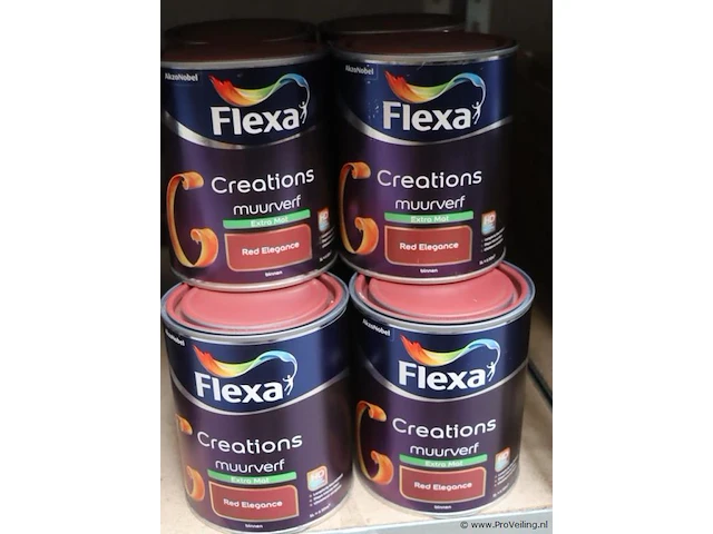 Partij flexa creations muurverf - extra mat - kleur red elegance - 10 blikken á 1ltr - afbeelding 1 van  3