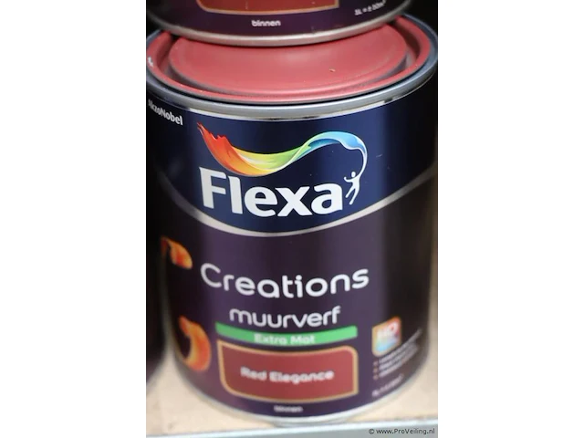 Partij flexa creations muurverf - extra mat - kleur red elegance - 10 blikken á 1ltr - afbeelding 2 van  3