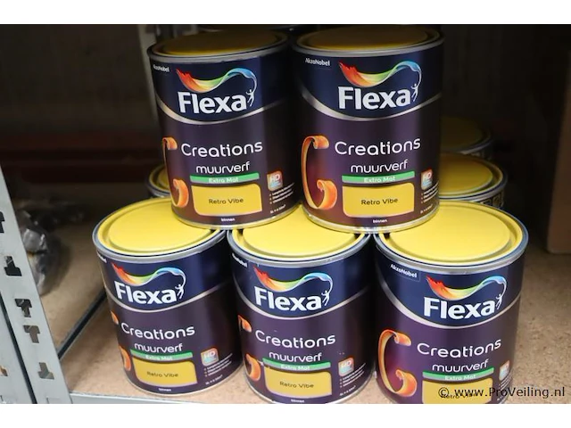 Partij flexa creations muurverf - extra mat - kleur retro vibe - 13 blikken á 750ml - afbeelding 1 van  3