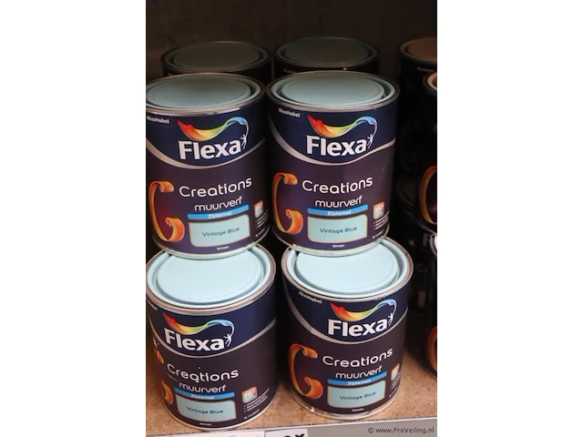Partij flexa creations muurverf - extra mat - vintage blue - 12 blikken á 1ltr - afbeelding 1 van  3