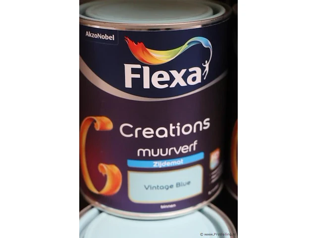 Partij flexa creations muurverf - extra mat - vintage blue - 12 blikken á 1ltr - afbeelding 2 van  3