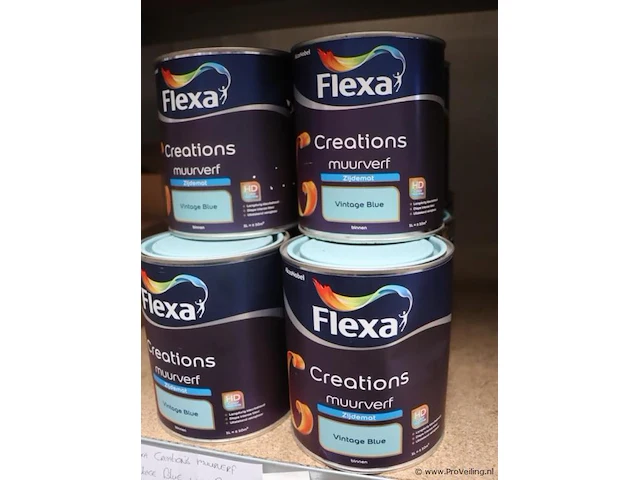 Partij flexa creations muurverf - extra mat - vintage blue -10 blikken á 1ltr - afbeelding 1 van  3