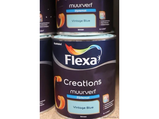 Partij flexa creations muurverf - extra mat - vintage blue -10 blikken á 1ltr - afbeelding 2 van  3