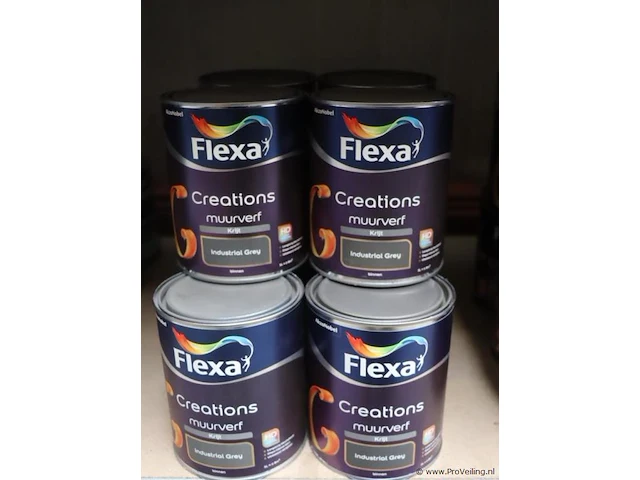 Partij flexa creations muurverf - krijt- kleur industrial grey - 12 blikken á 1ltr - afbeelding 1 van  3
