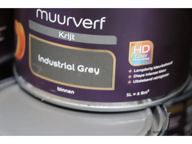 Partij flexa creations muurverf - krijt- kleur industrial grey - 12 blikken á 1ltr - afbeelding 3 van  3