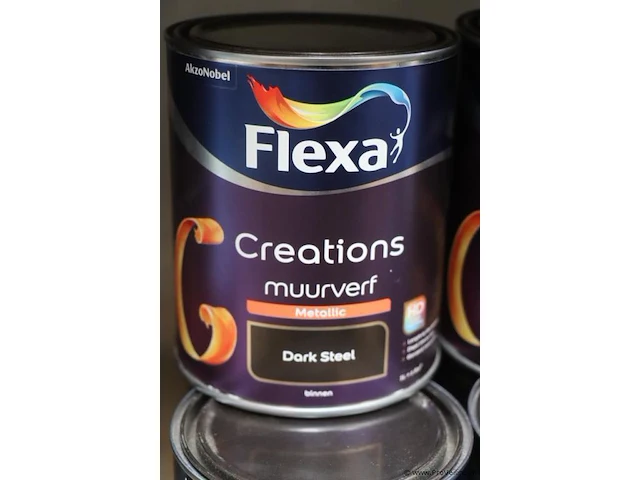 Partij flexa creations muurverf - metallic - dark steel - 8 blikken á 1ltr - afbeelding 2 van  3