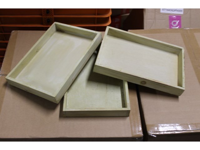 Partij houten bakjes 25x17x3 45 stuks - afbeelding 2 van  5