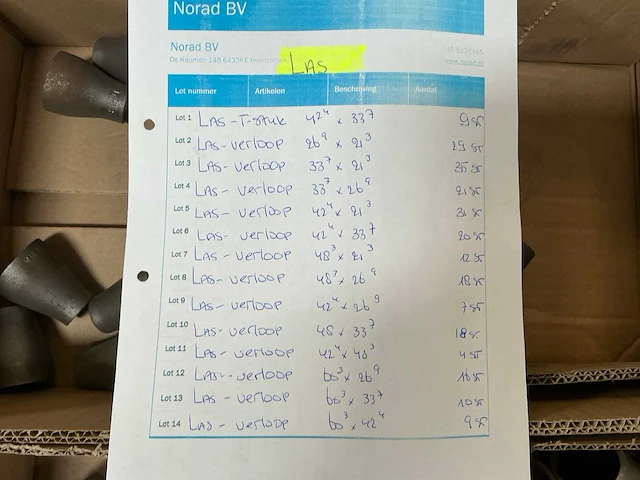Partij lasverlopen voor cv en gas circa 227 stuks; diverse maten - afbeelding 9 van  17