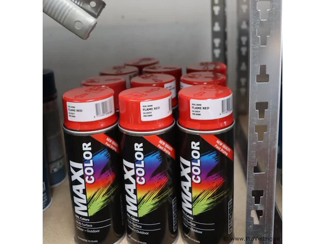 Partij maxicolor spuitbussen - - ral 3000 vuurrood - 10 bussen á 400ml - afbeelding 1 van  4