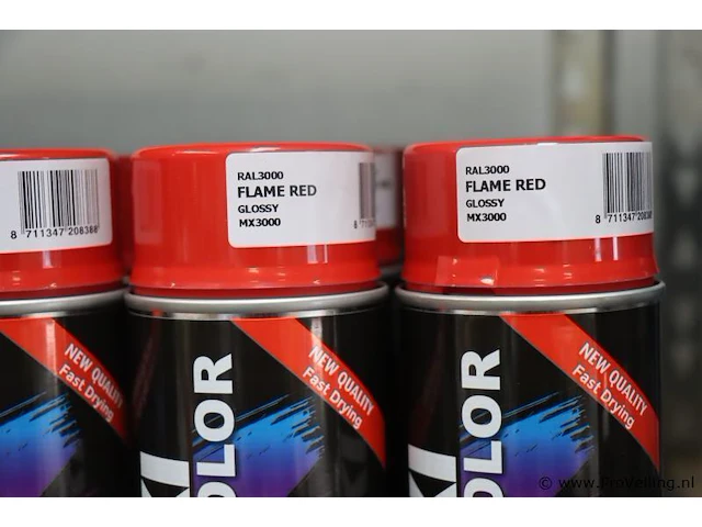 Partij maxicolor spuitbussen - - ral 3000 vuurrood - 10 bussen á 400ml - afbeelding 3 van  4