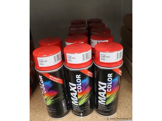 Partij maxicolor spuitbussen - ral 3000 vuurrood - 12 bussen á 400ml - afbeelding 1 van  4