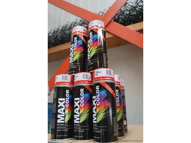 Partij maxicolor spuitbussen - ral 3000 vuurrood - 12 bussen á 400ml - afbeelding 1 van  5