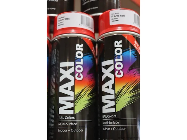 Partij maxicolor spuitbussen - ral 3000 vuurrood - 12 bussen á 400ml - afbeelding 2 van  5