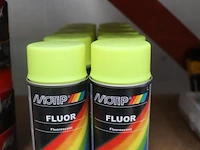 Partij motip fluor lak spuitbussen - kleur geel - 10 bussen á 400ml - afbeelding 1 van  4