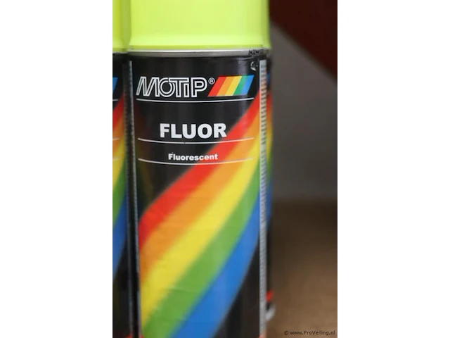 Partij motip fluor lak spuitbussen - kleur geel - 10 bussen á 400ml - afbeelding 2 van  4