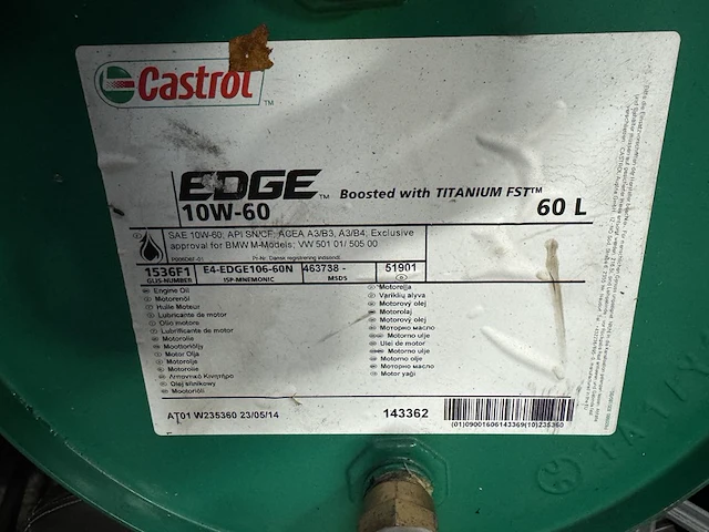 Partij motorolie en vloeistoffen ca. 55x inclusief kratten w.o. castrol, syntix, sunoco - afbeelding 11 van  12