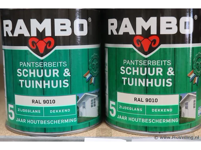 Partij rambo pantserlak schuur & tuin - 5 blikken á 750ml - afbeelding 2 van  3