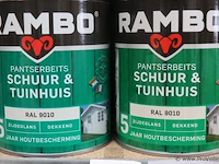 Partij rambo pantserlak schuur & tuin - 5 blikken á 750ml - afbeelding 2 van  3