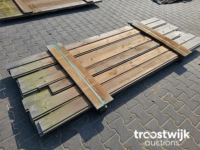 Partij thermisch gemodificeerd vurenhout rabbat 17 stuks 270x14x2cm - afbeelding 4 van  5