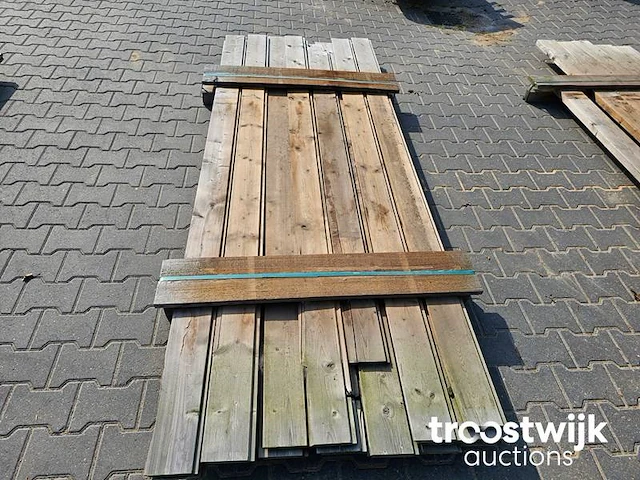 Partij thermisch gemodificeerd vurenhout rabbat 17 stuks 270x14x2cm - afbeelding 5 van  5