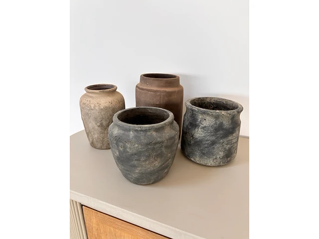 Partij van 12 luxe wabi sabi potten, aardse kleurtonen - afbeelding 12 van  19