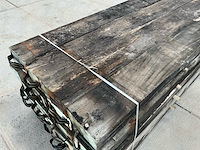 Partij van 40 balken abachi hout 15x30x300cm - lumber (40x) reclaimd wood - afbeelding 2 van  12