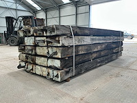 Partij van 40 balken abachi hout 15x30x300cm - lumber (40x) reclaimd wood - afbeelding 8 van  12