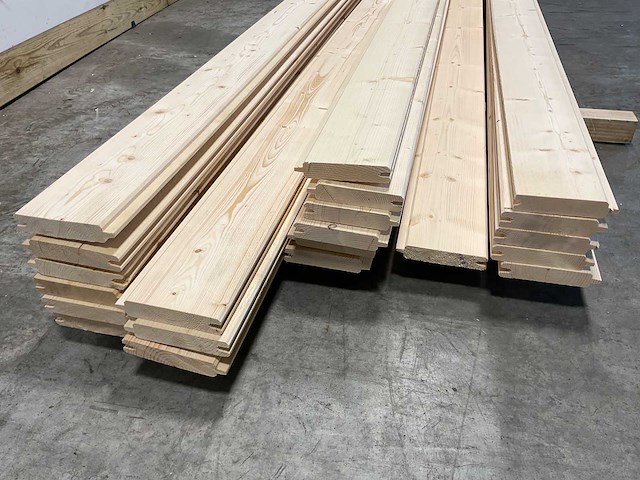 Partij vuren blokhutprofiel mes- en groef 329-421 x 14,5x4,5 cm - afbeelding 6 van  8