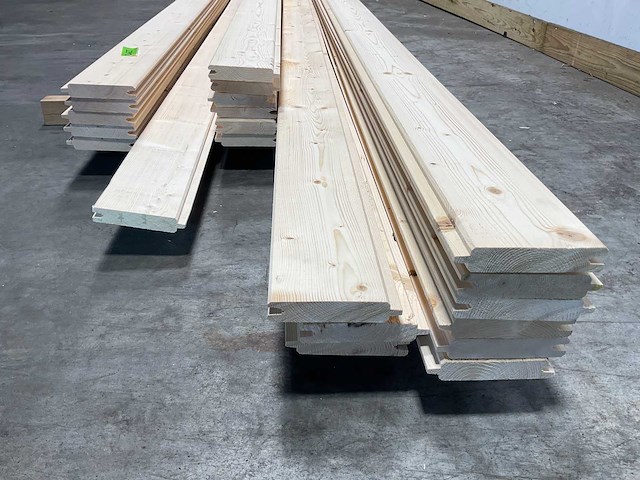 Partij vuren blokhutprofiel mes- en groef 329-421 x 14,5x4,5 cm - afbeelding 7 van  8